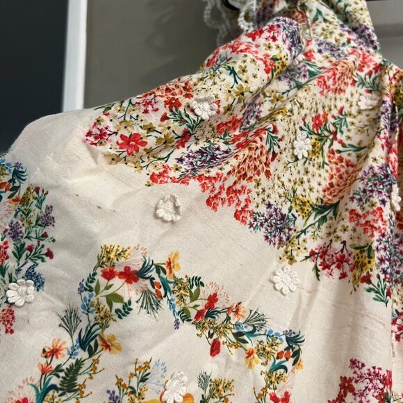 Farm Rio Delicate Forest Scarves Square Neck Embroidered Blouse - Picture 3 of 8